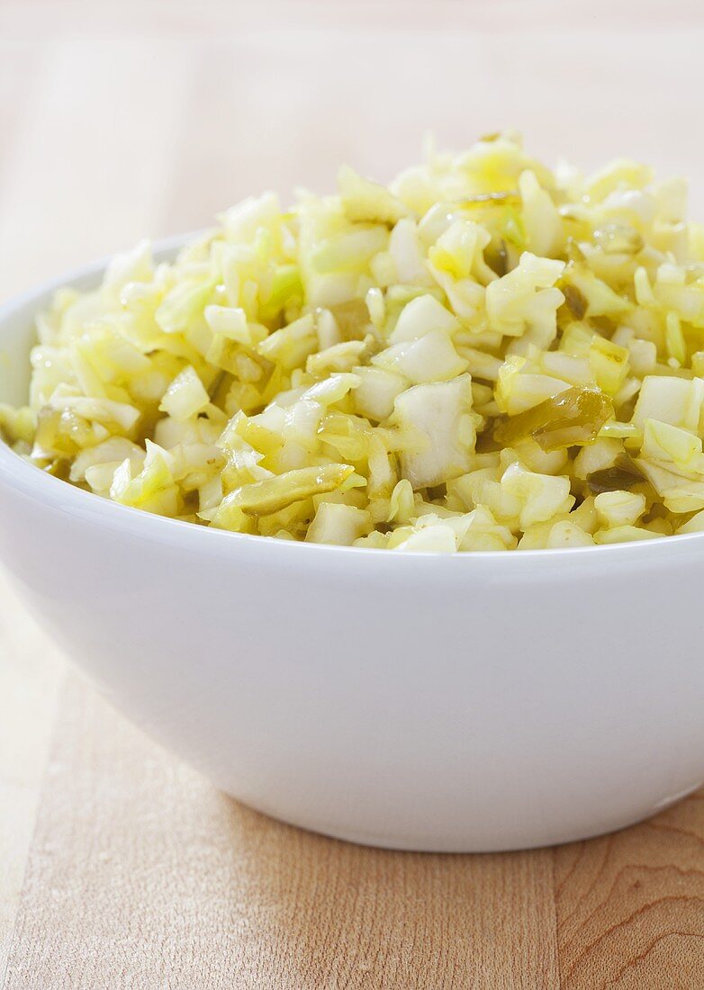 Bowl of Oklahoma Barbecue Relish; Cabbage and Sweet Pickle Relish