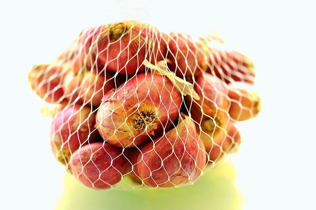Shallots in a net