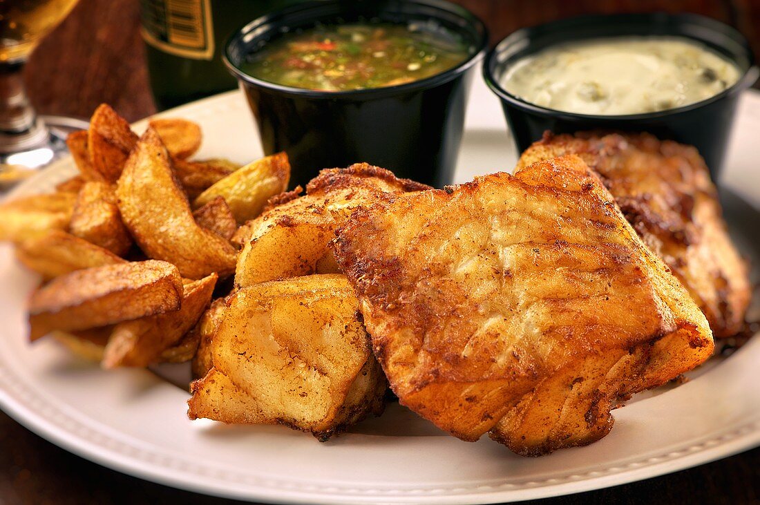 Fried Cod with French Fries and Tartar Sauce