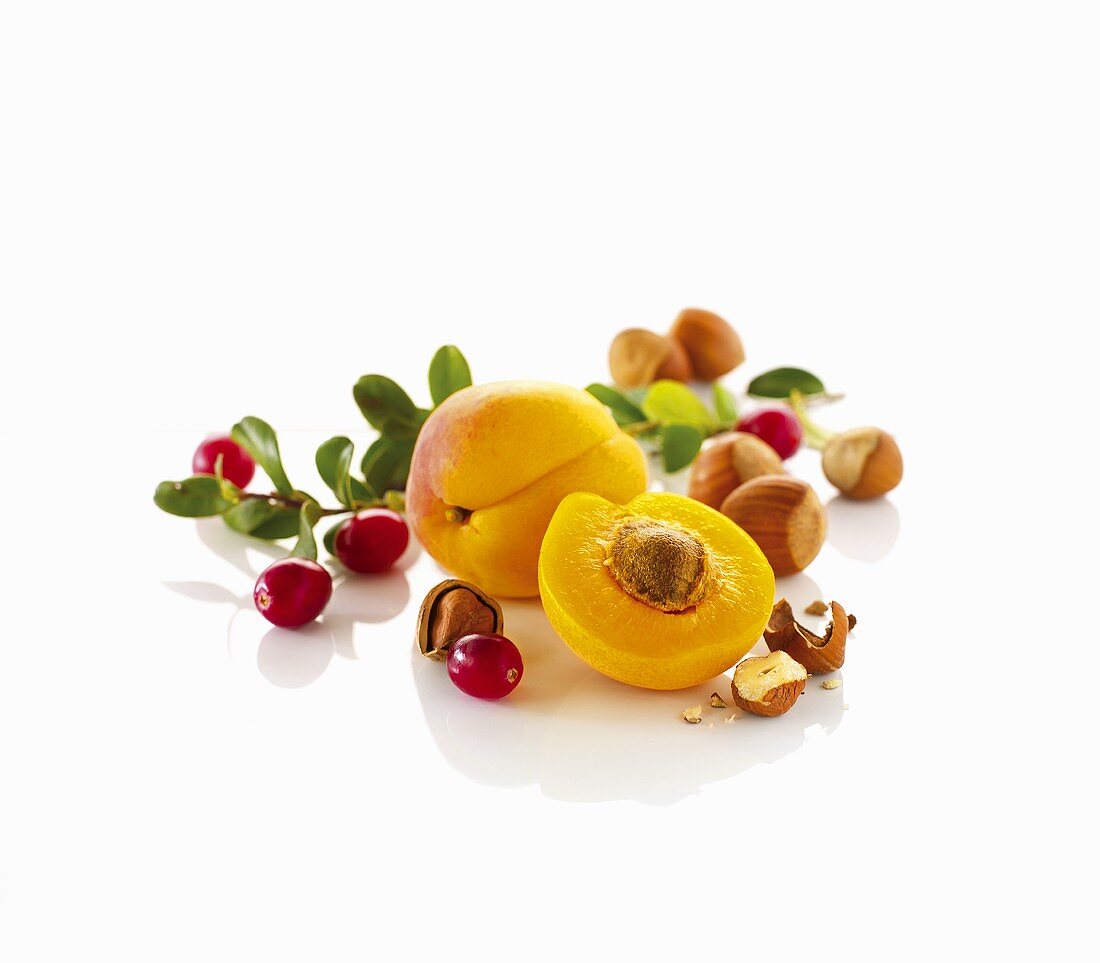 Apricots, cranberries and hazelnuts