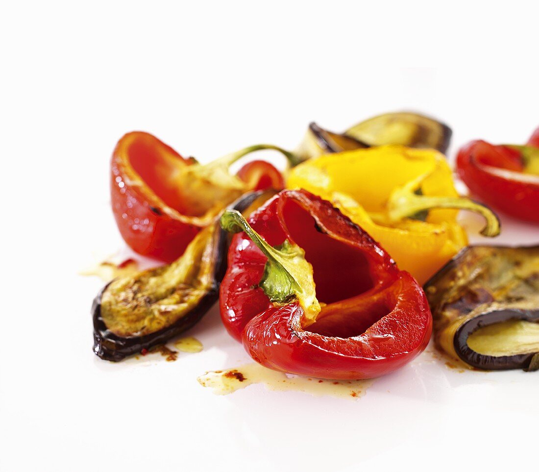 Roasted bell peppers and eggplant
