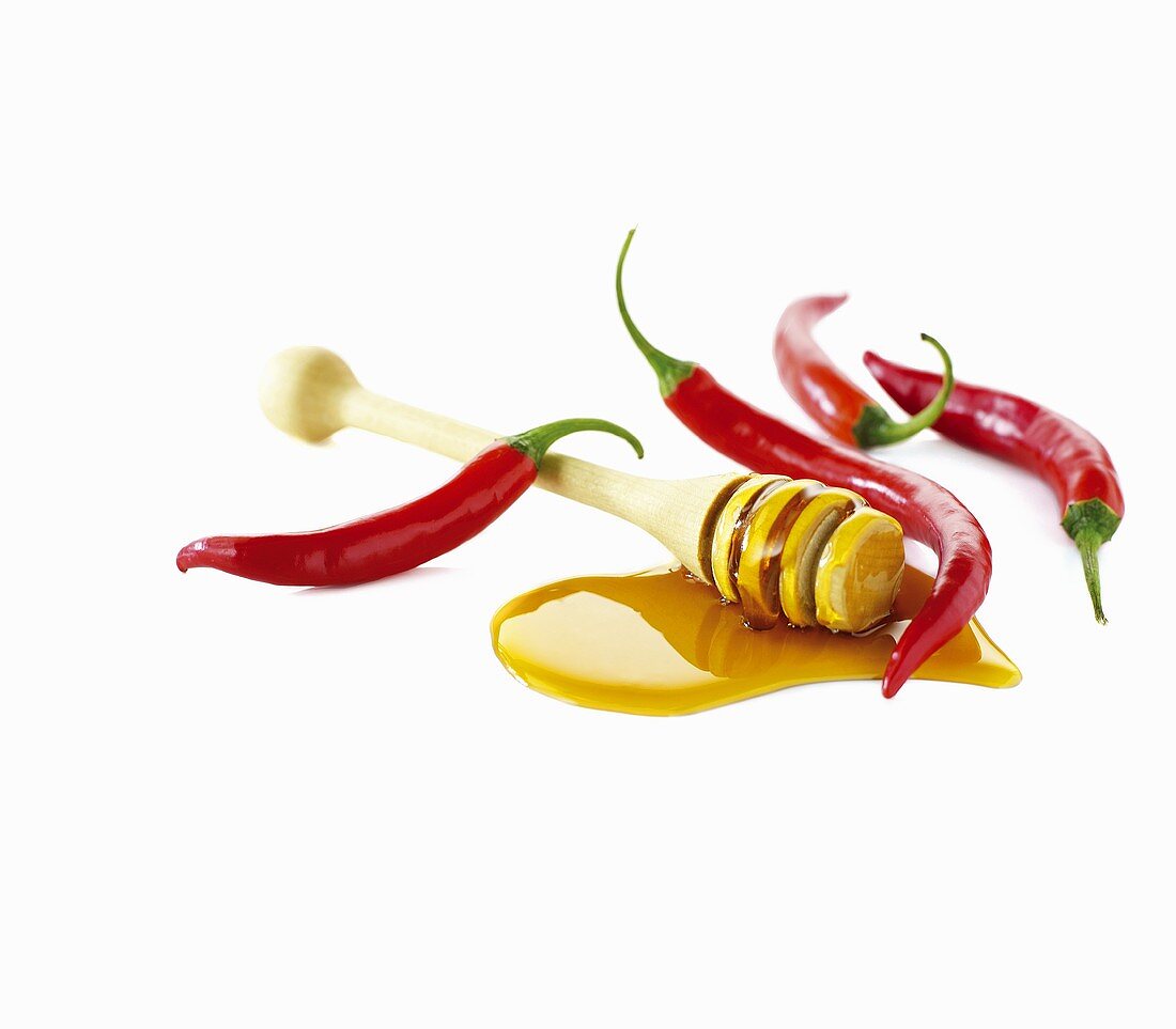 Honey and chili peppers