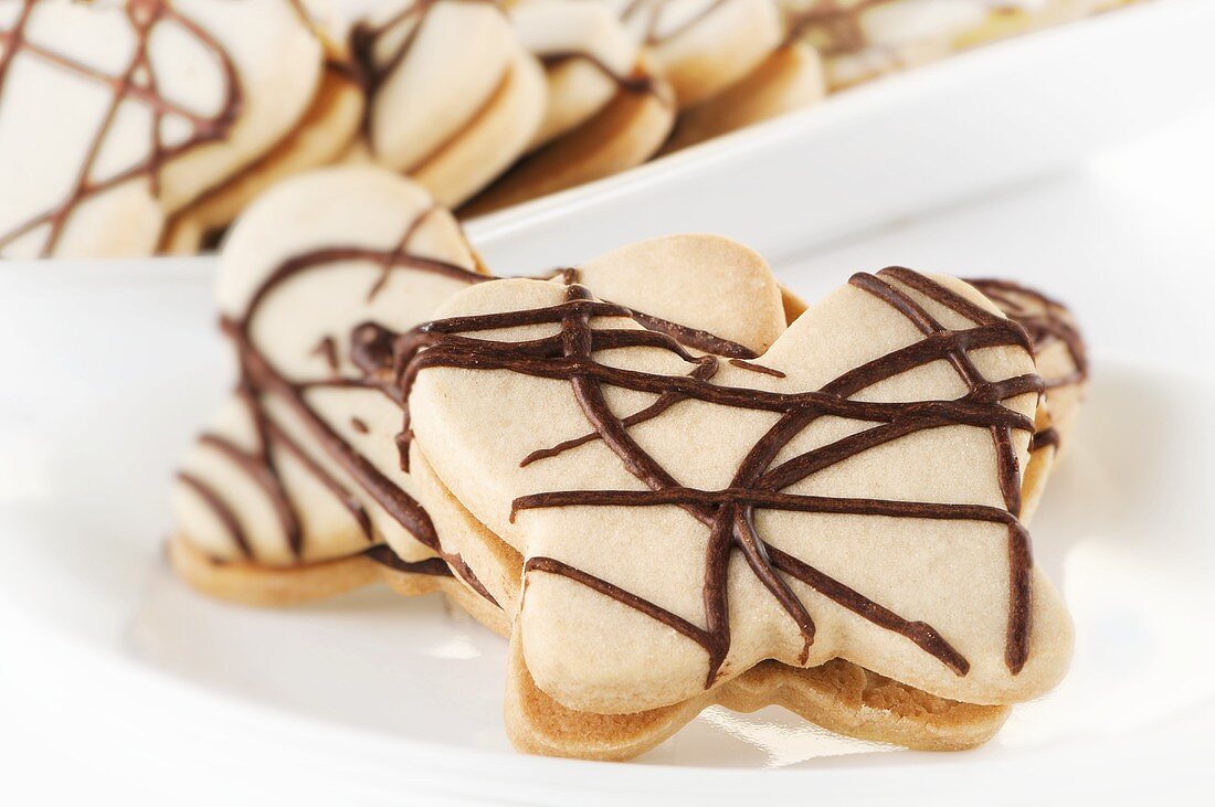 Butterfly Shaped Sugar Cookies with Chocolate Drizzles