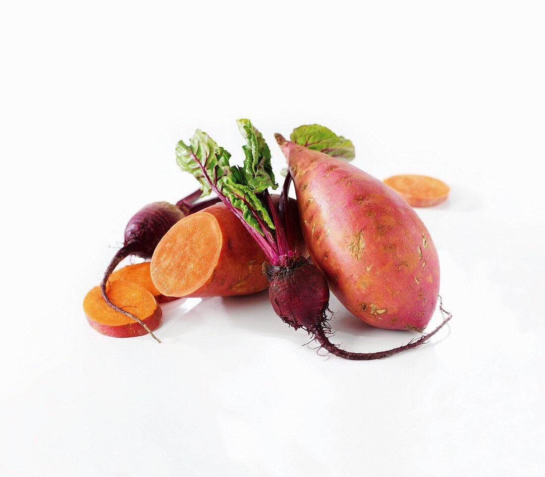 Sweet potatoes and beetroot