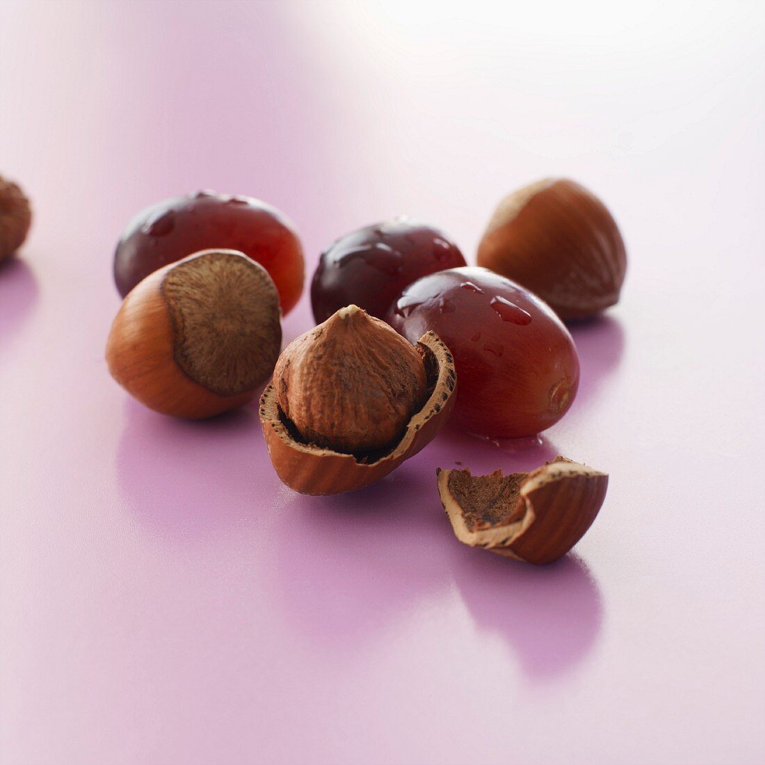 Hazelnuts and red grapes