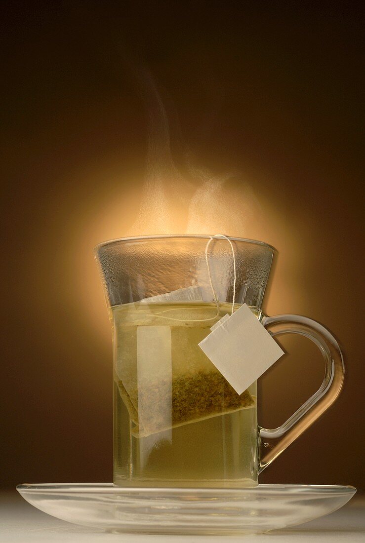 Glass of tea with tea bag