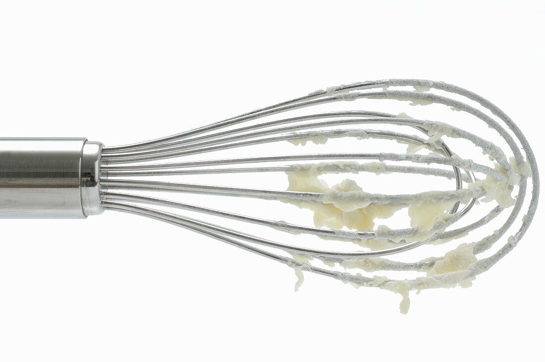 Baking mixture on whisk