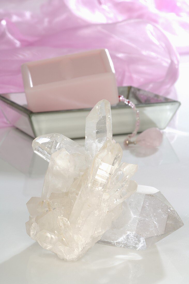 Quartz crystals and soap