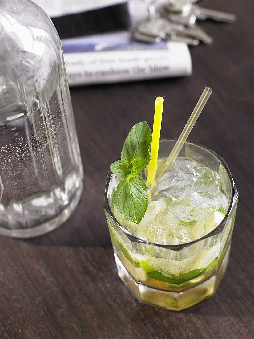 Mojito on wooden table