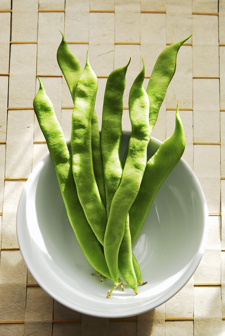 Climbing beans in a china bowl