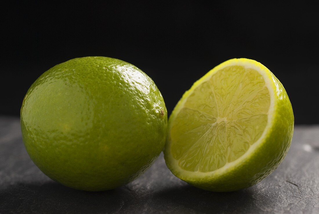 Whole lime and half a lime