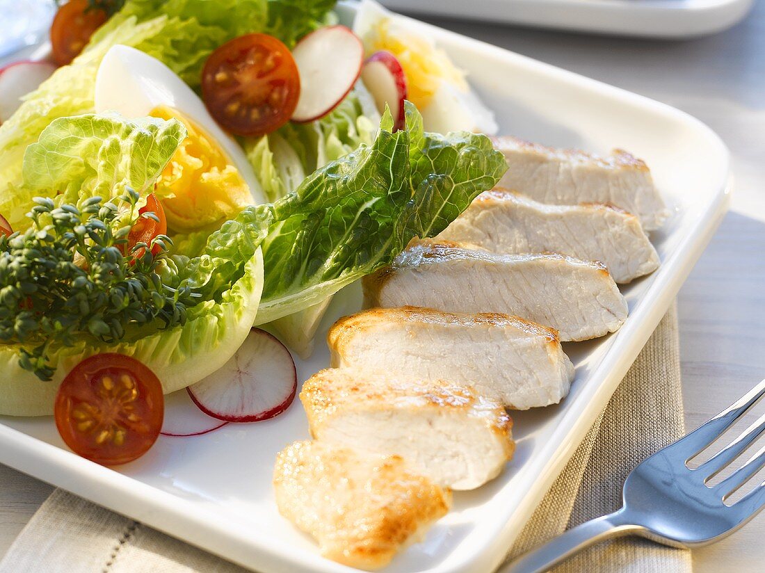 Gemischter Salat mit gebratener Putenbrust