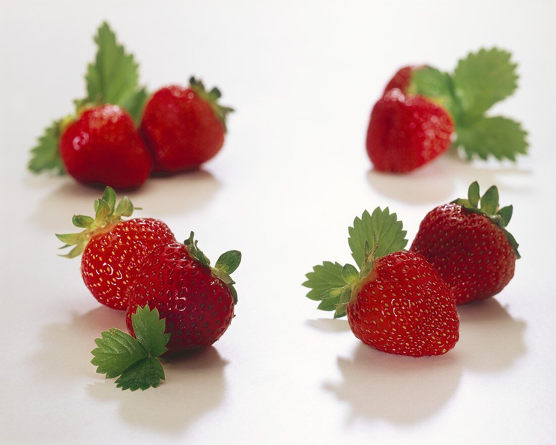 Strawberries with leaves