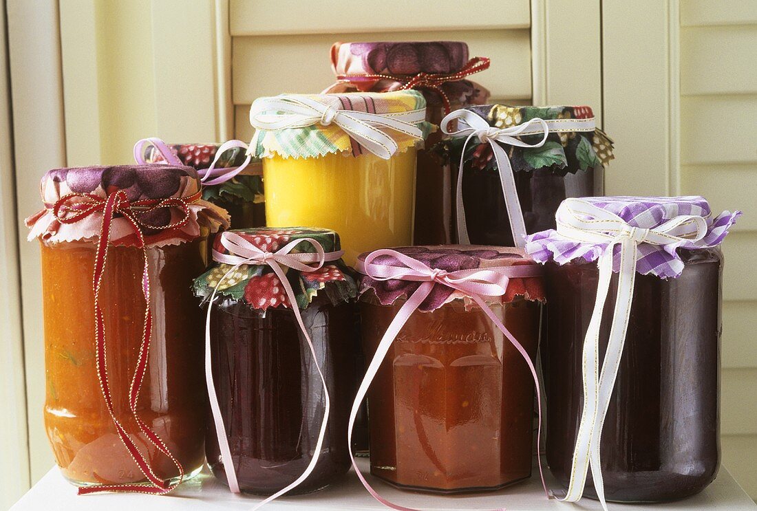 Jams and sauces in jars
