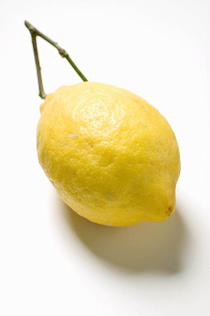 A lemon with stalk