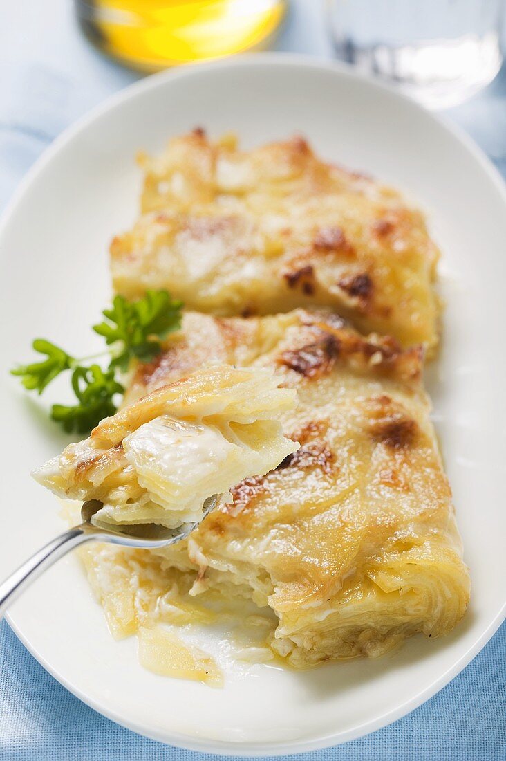 Potato gratin on plate