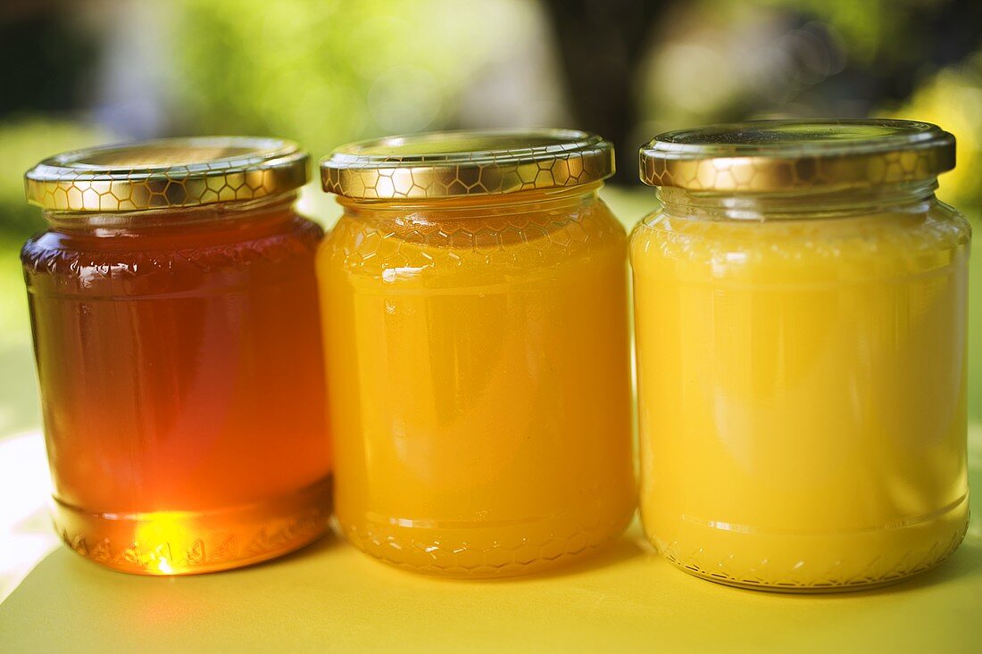 Three jars of honey