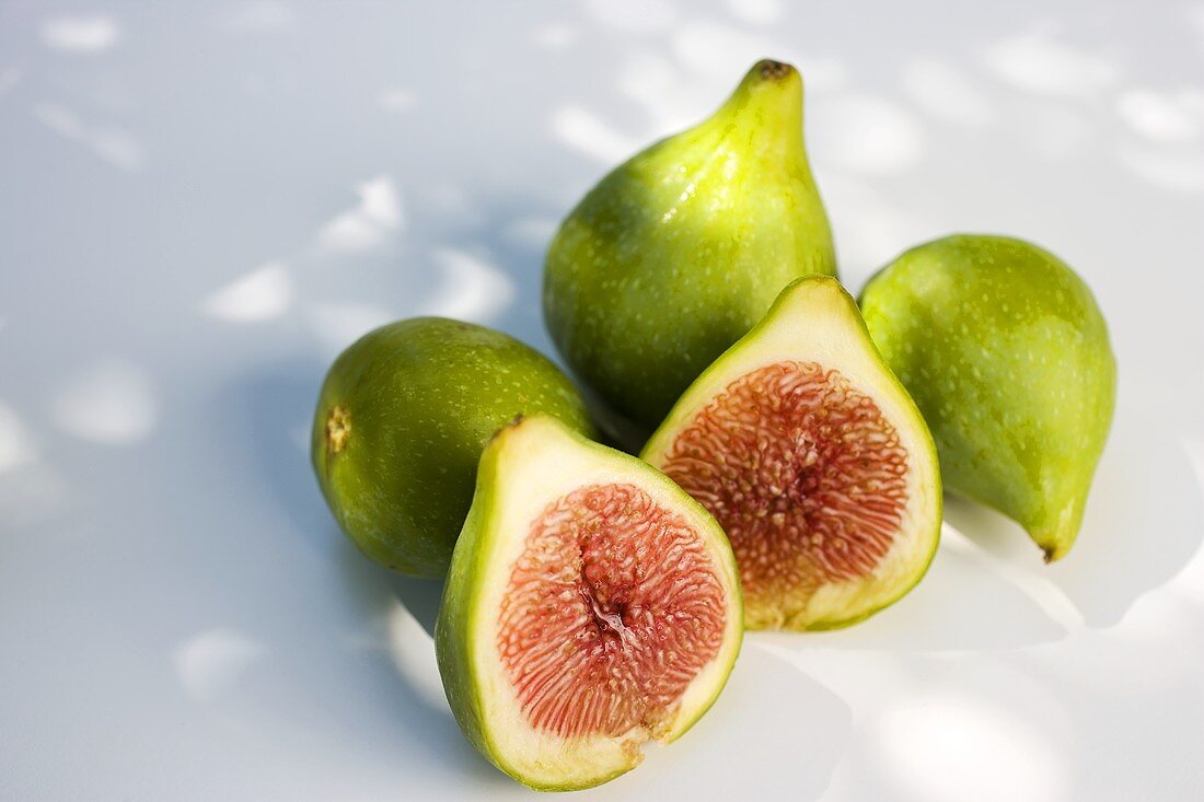 Three whole figs and two fig halves
