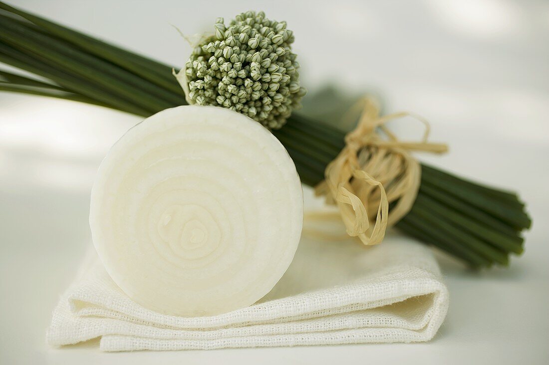 Onion (cut surface), chives and garlic chives