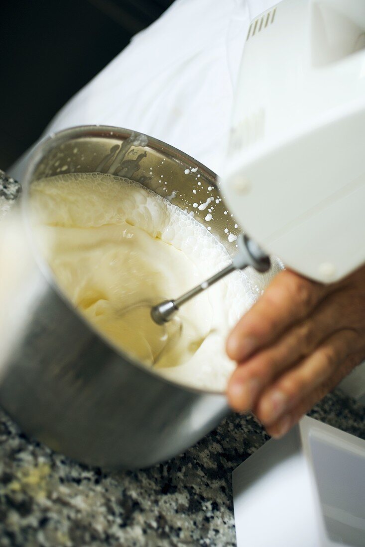 Whipping cream with a mixer