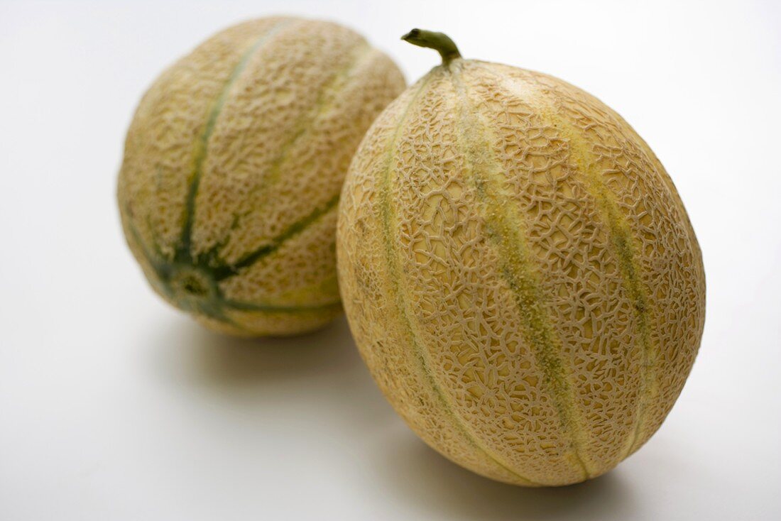 Two cantaloupe melons