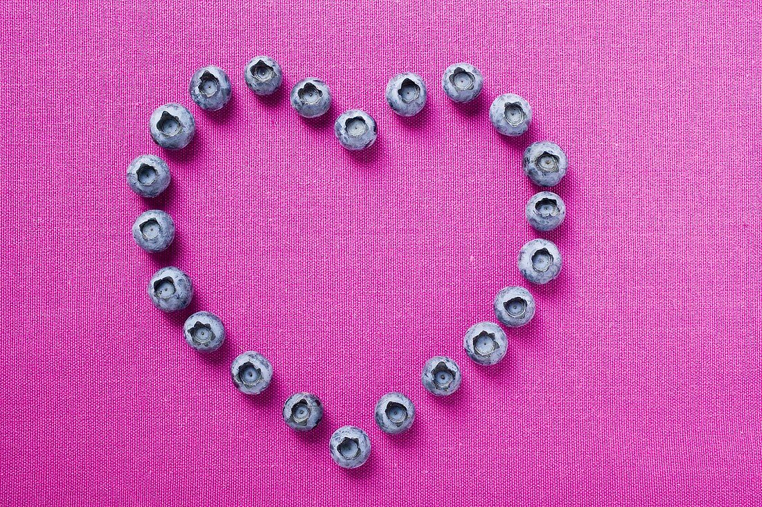Blueberries, forming a heart