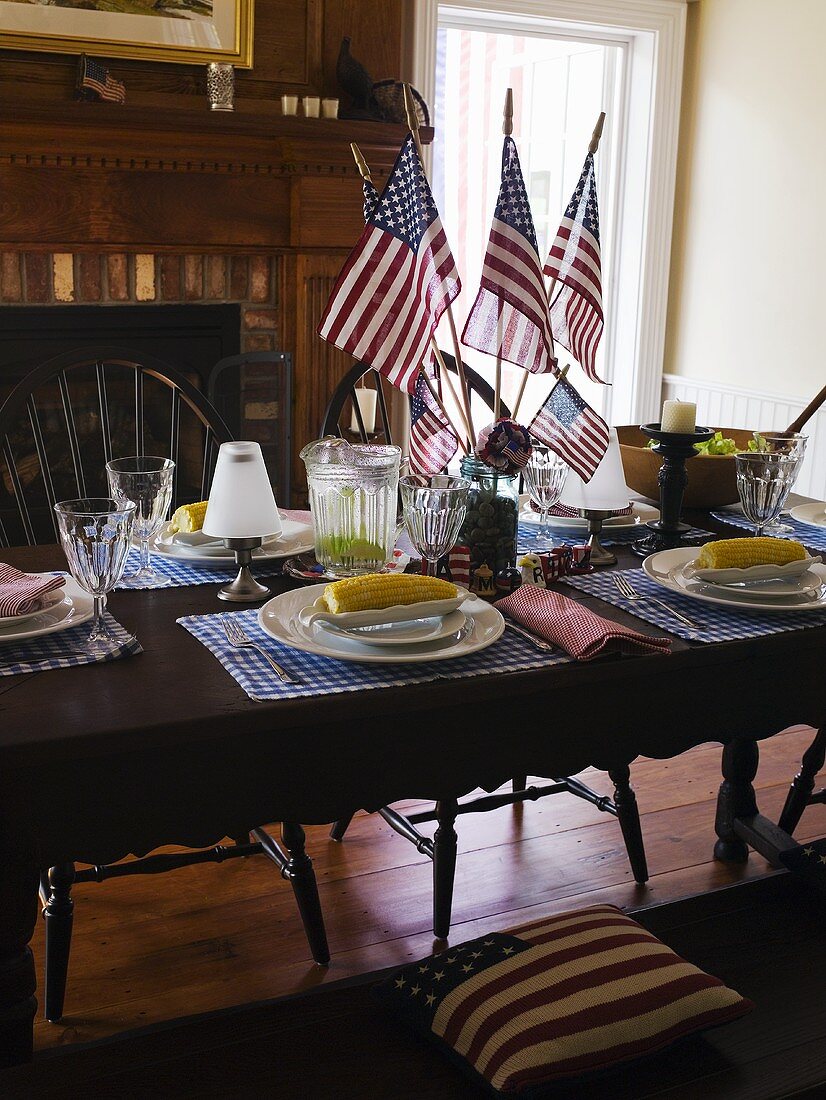 Table laid for 4th of July (USA)