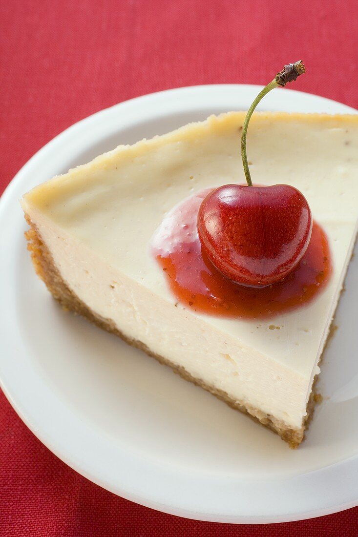 Piece of cheesecake with cherry