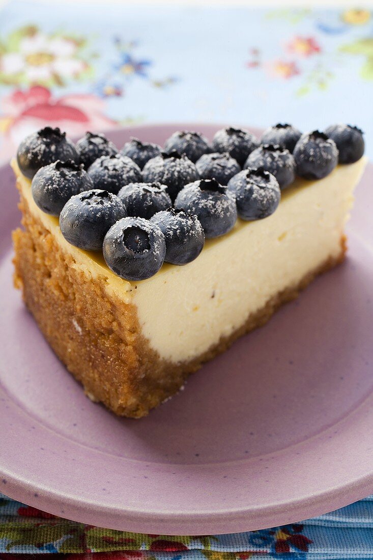 Piece of blueberry cheesecake
