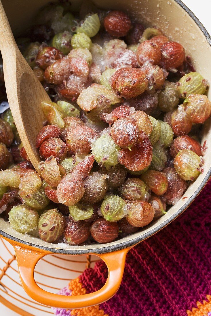 Stachelbeermarmelade zubereiten (gezuckerte Stachelbeeren)