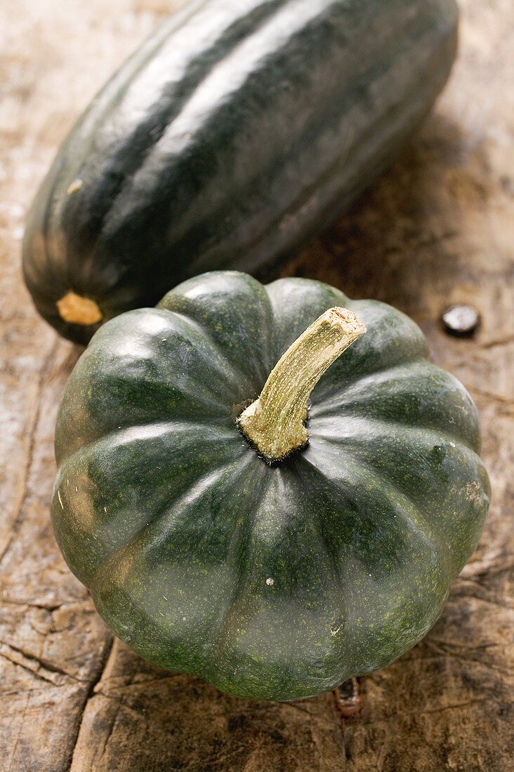 Two green squashes