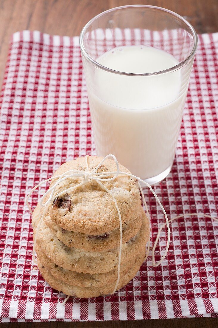 Cranberry cookies and glass of milk