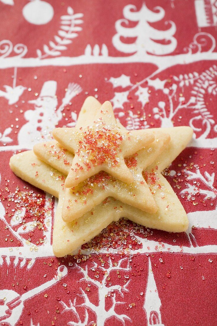 Mürbteigsterne mit Zucker (weihnachtlich)