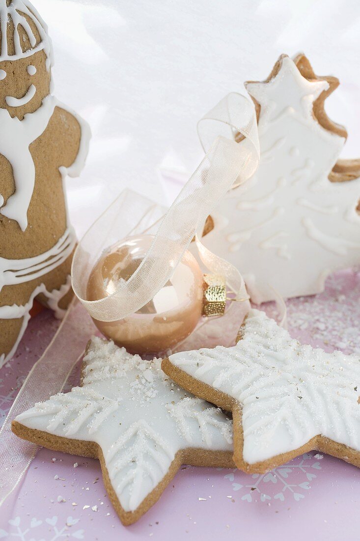 Verschiedene Lebkuchenplätzchen zu Weihnachten