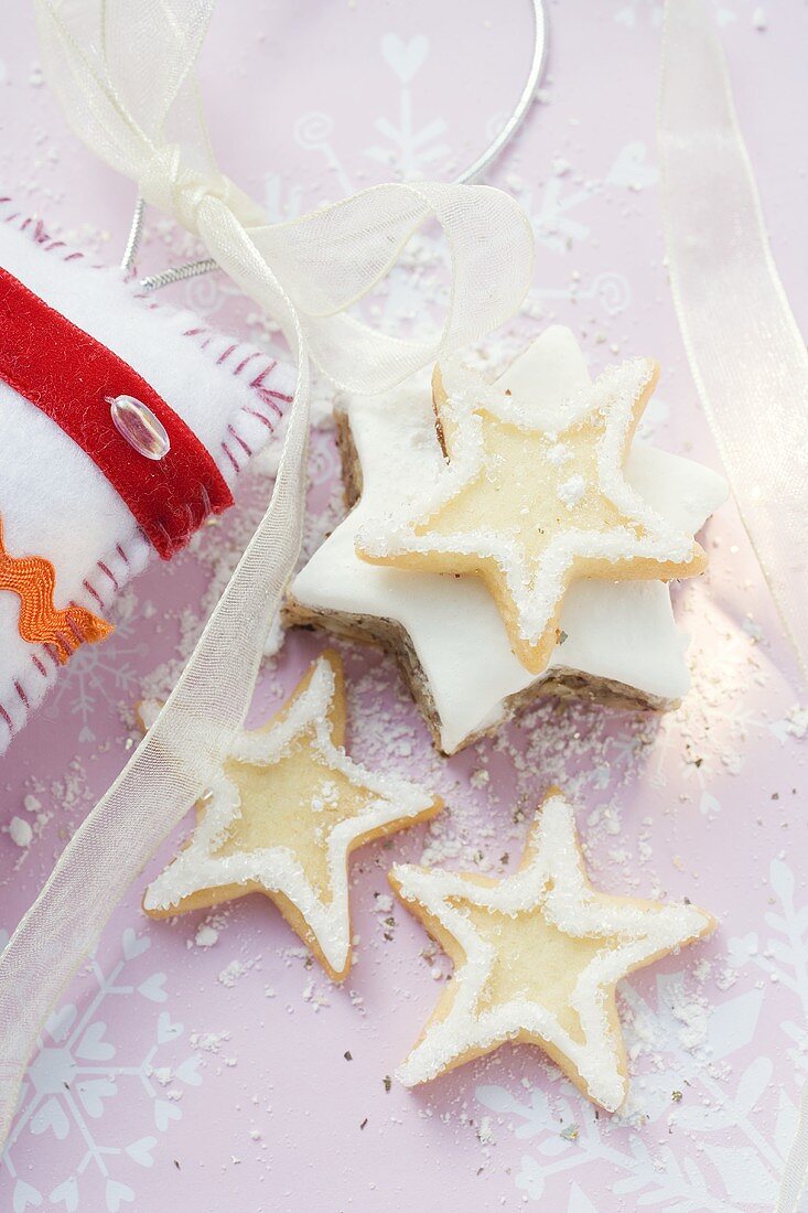 Assorted star biscuits for Christmas