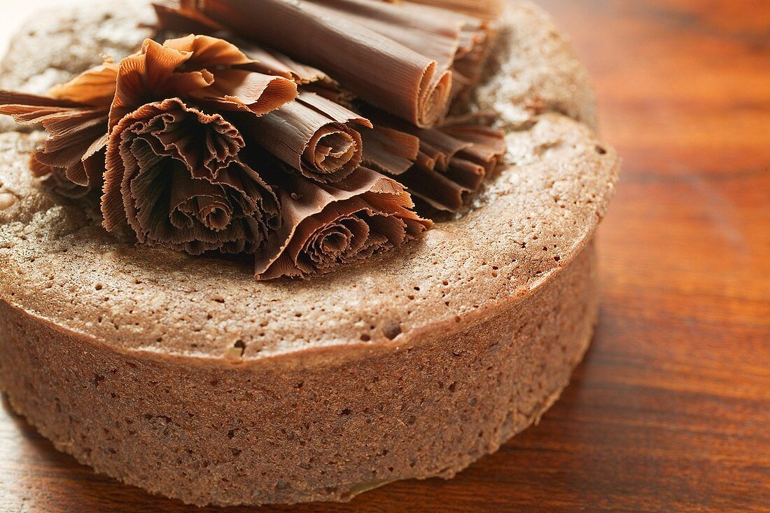 Chocolate cake decorated with chocolate fans