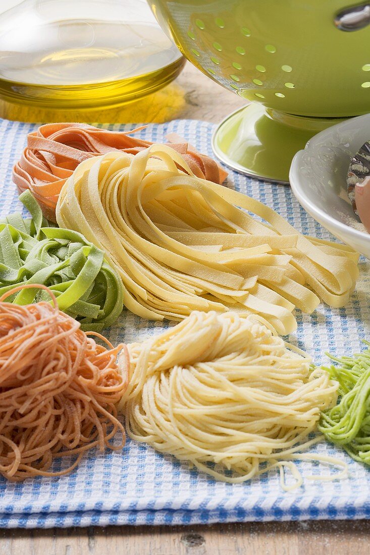 Home-made pasta with ingredients