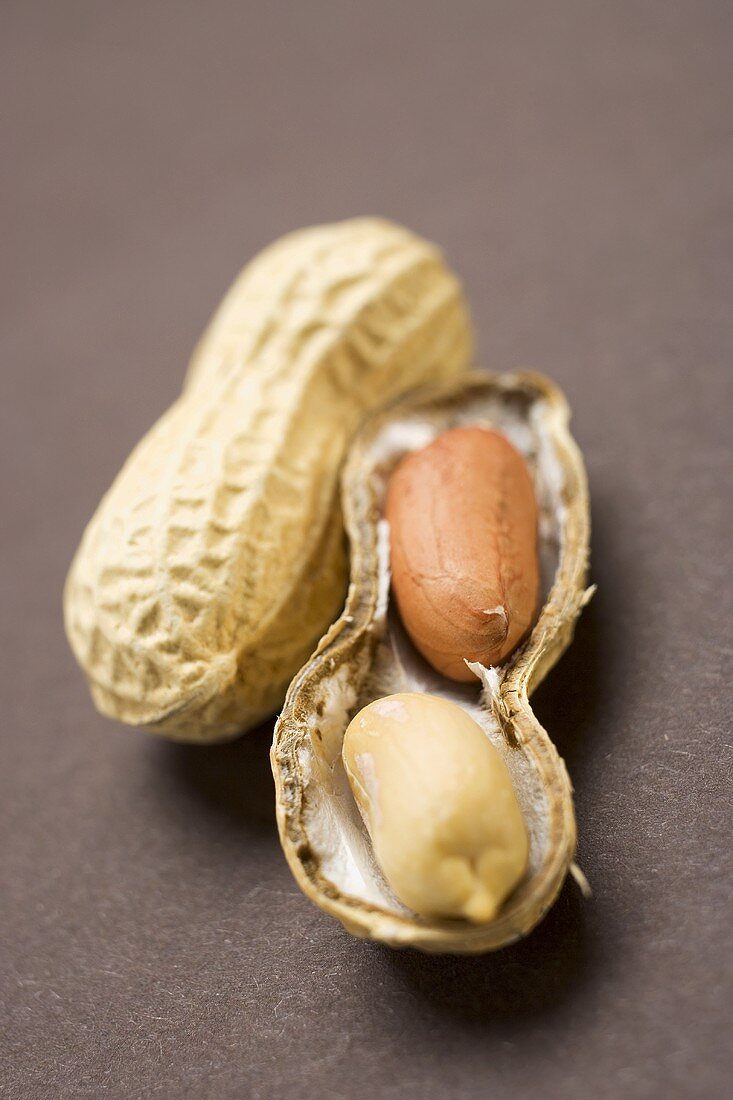 Peanuts, unopened and opened