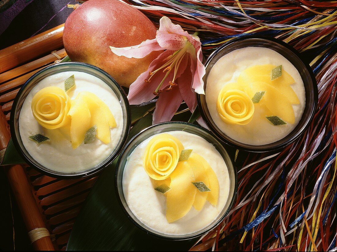 Mango Mousse with Mango Wedges