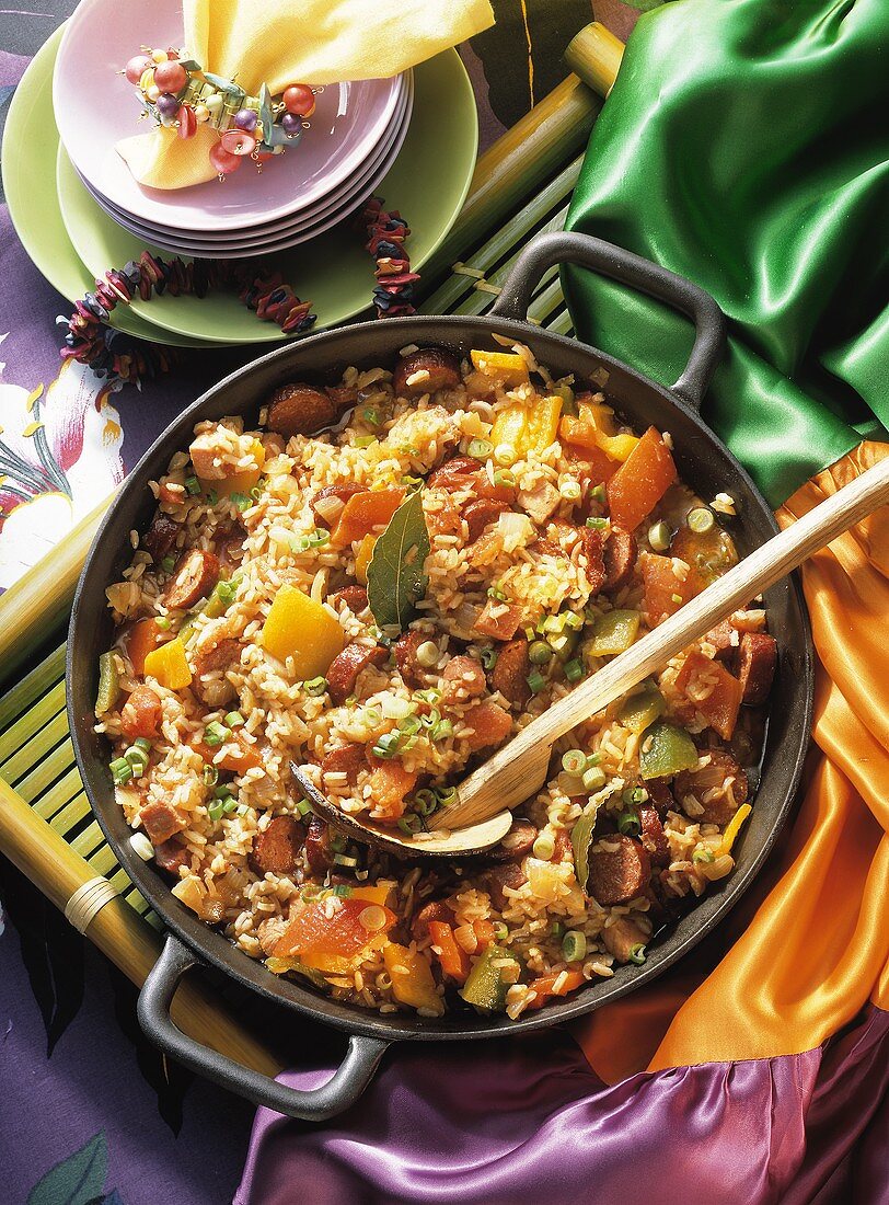 Caribbean Jambalaya with Sausage and Fruit