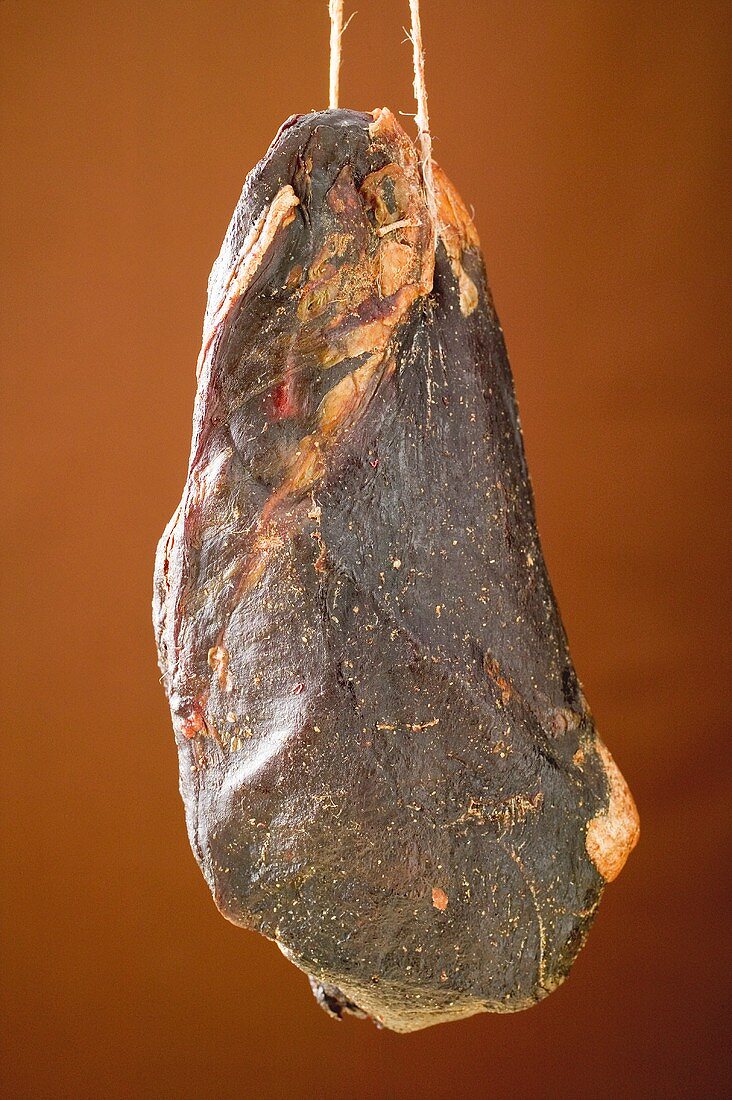 Smoked venison ham (hanging up)