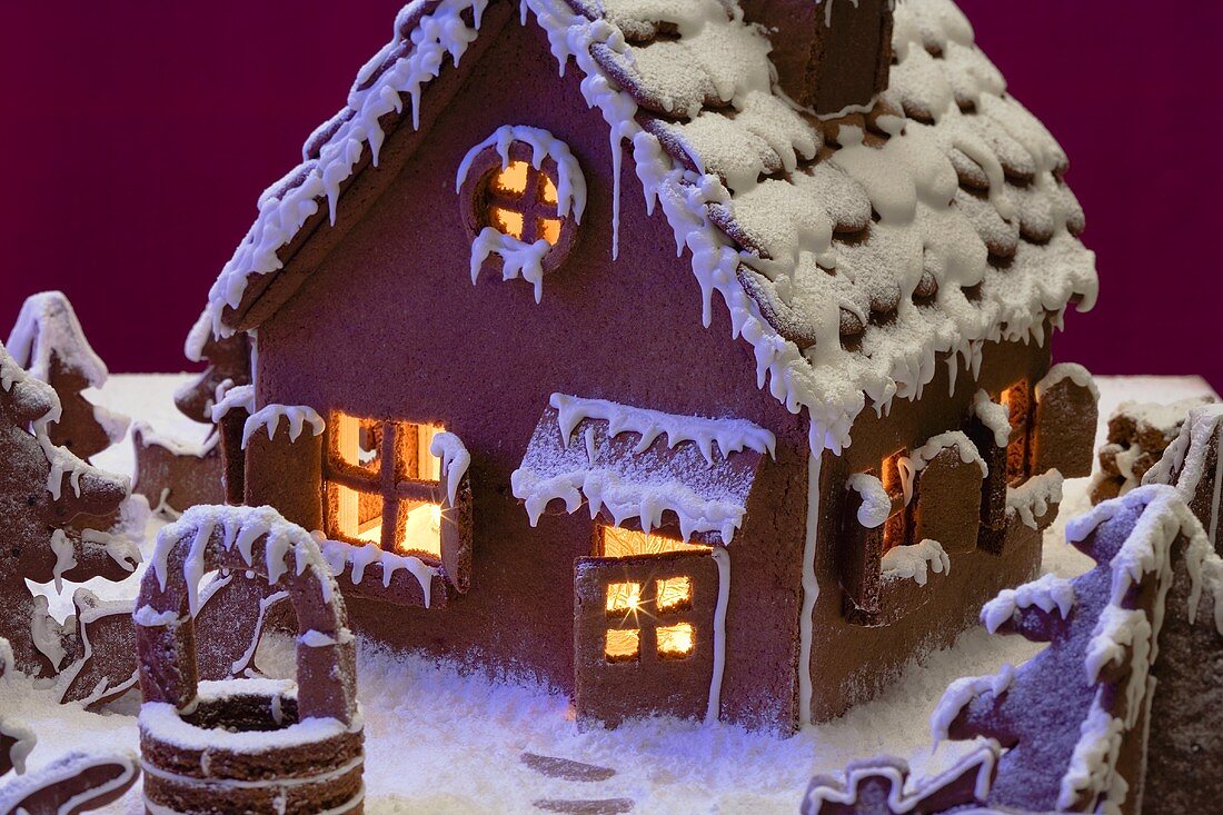 Gingerbread house with atmosphere lighting