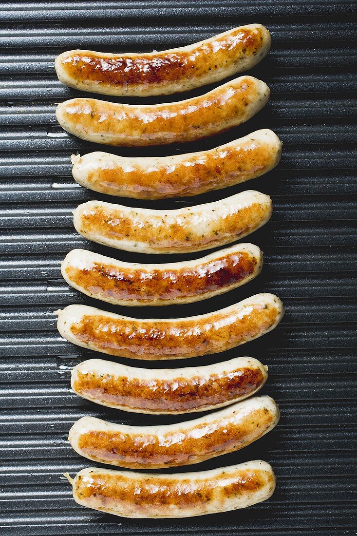 Grilled sausages from above