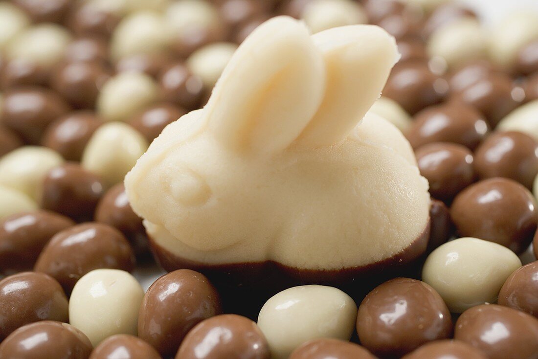 Marzipan Easter Bunny on chocolate eggs