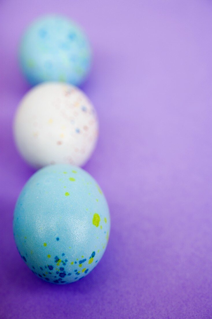Three speckled Easter eggs