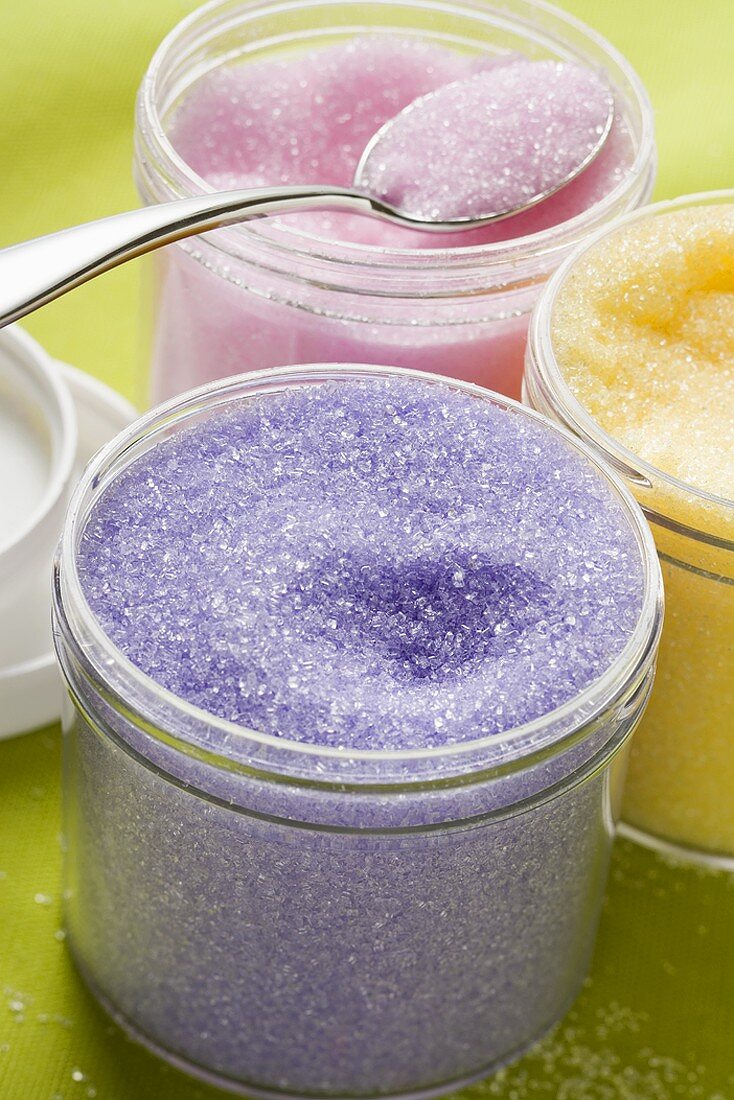 Coloured sugar for decorating biscuits