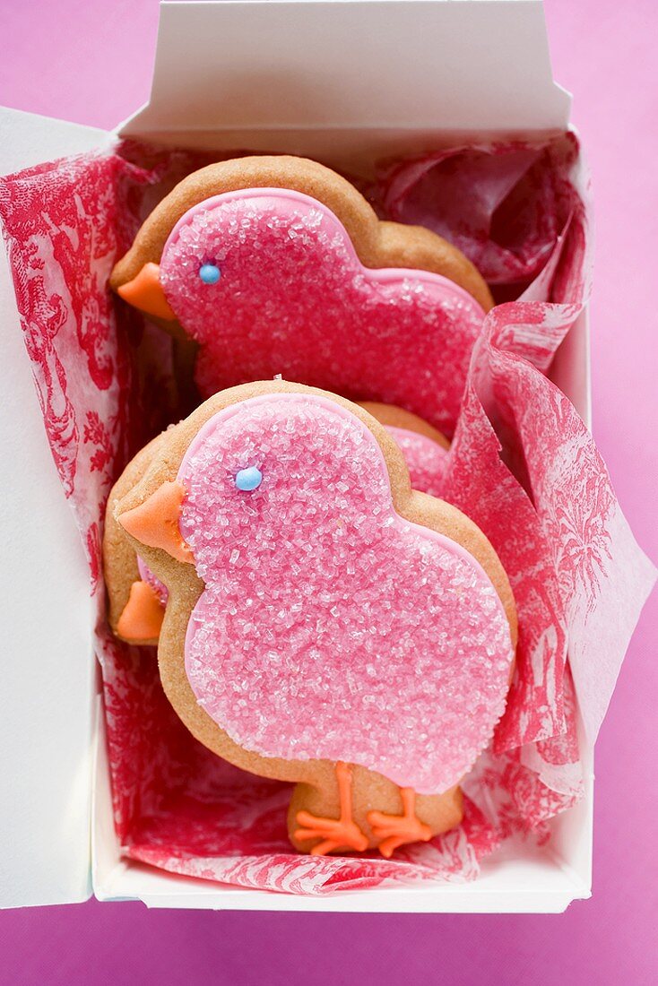 Easter biscuits (pink chicks) to give as a gift