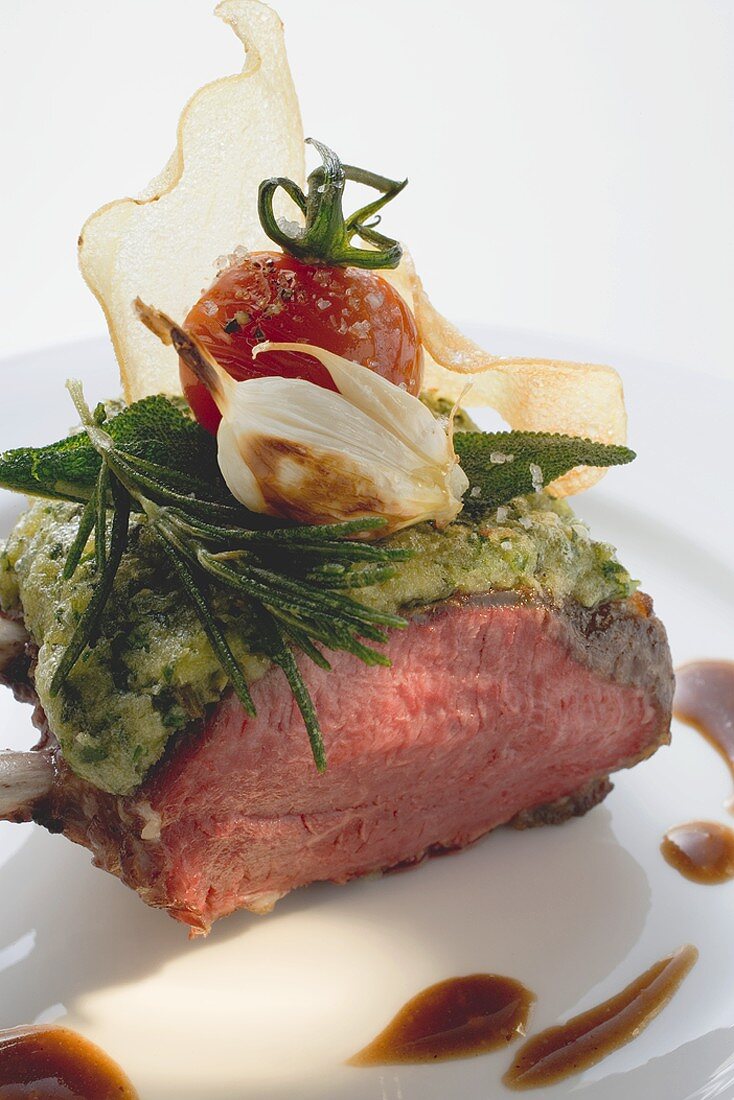 Roast rack of lamb with herb crust