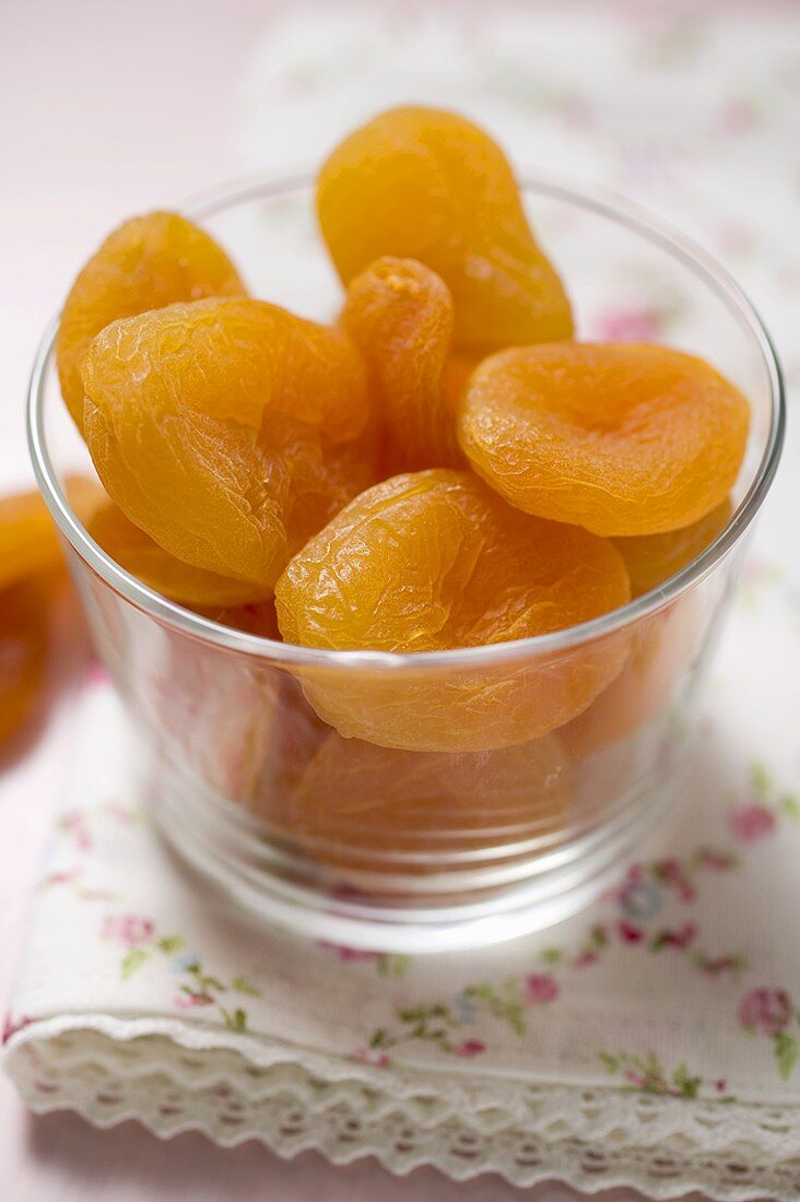 Dried apricots in a glass