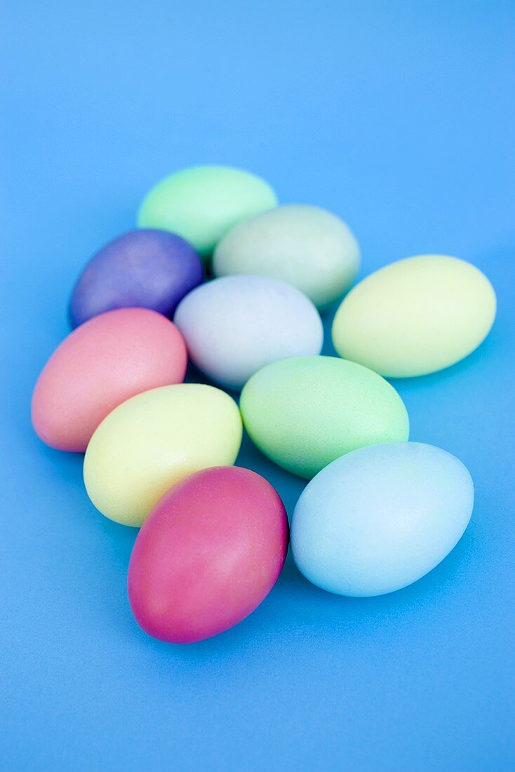 Easter eggs on blue background